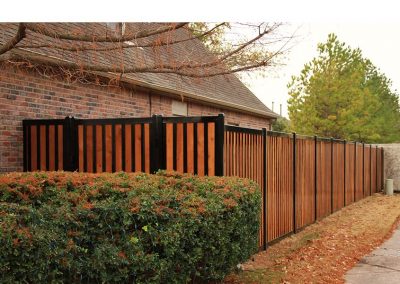 FenceTrac Elegant Black Metal & Cedar Privacy Fence