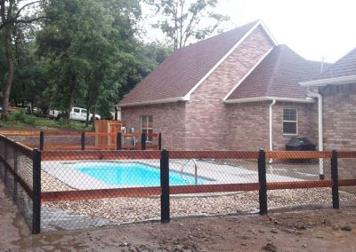 FenceTrac Ranch Rail Pool Fence With Black Chain Link